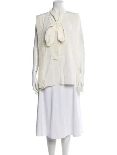 Pre-owned Joseph Silk Tie Neck Blouse W/ Tags In Neutral