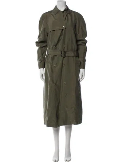 Pre-owned Joseph Silk Trench Coat In Green