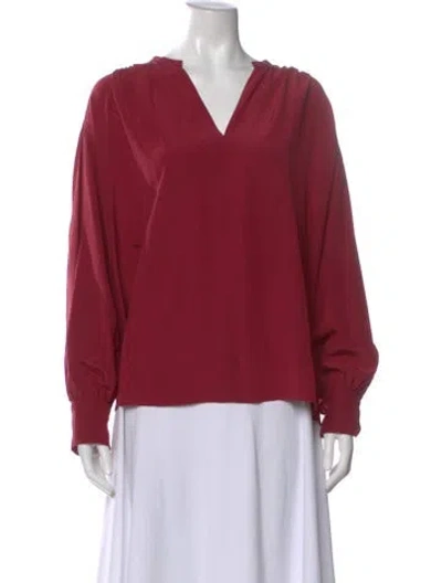 Pre-owned Joseph Silk V-neck Blouse In Burgundy