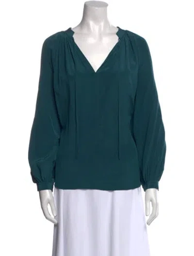 Pre-owned Joseph Silk V-neck Blouse In Green