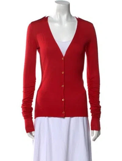 Pre-owned Joseph Silk V-neck Sweater In Red