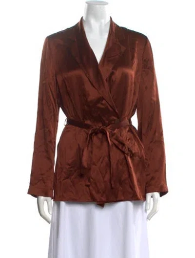 Pre-owned Joseph Silk V-neck Top In Brown