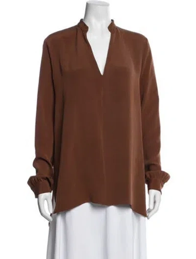 Pre-owned Joseph Silk V-neck Top W/ Tags In Brown