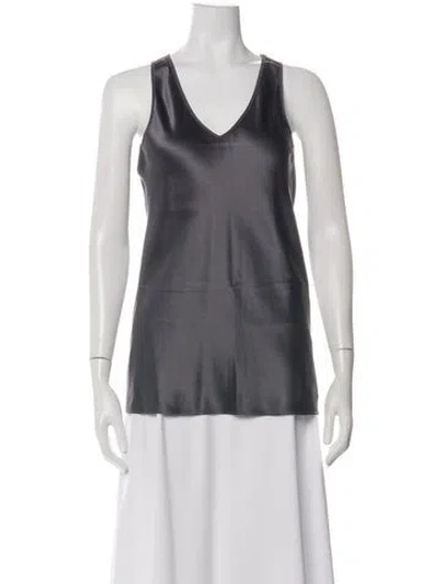 Pre-owned Joseph Silk V-neck Top W/ Tags In Grey