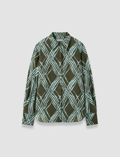 Joseph Sina Open Weave Silk Blouse In Green