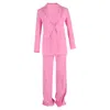 Joseph Single-breasted Blazer And Trousers Set In Pink Wool In Pink