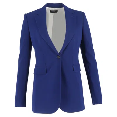 Joseph Single-breasted Blazer With Pockets In Blue Wool