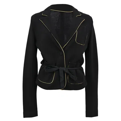Pre-owned Joseph Single-breasted Tie-waist Blazer In Black Wool