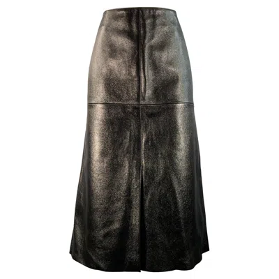 Pre-owned Joseph Size 8 Black Lambskin Lambskin Midi Mid-calf Skirt