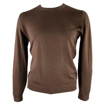 Pre-owned Joseph Size L Brown Solid Wool Blend Crew-neck Pullover