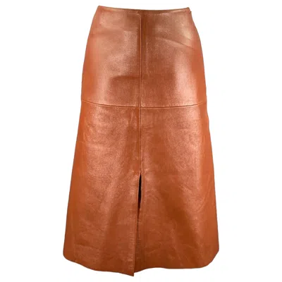 Pre-owned Joseph Size L Tan Leather Lambskin Skirt In Brown