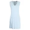 Joseph Sleeveless Pleated Mini Dress In Light Blue Wool In Blue
