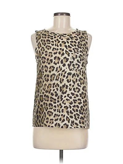 Pre-owned Joseph Sleeveless Top Tan Keyhole Neckline Tops In Brown