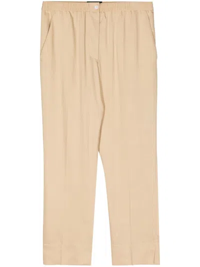 JOSEPH JOSEPH SOFT TAILORED BEIGE TROUSERS WITH ELASTIC WAISTBAND