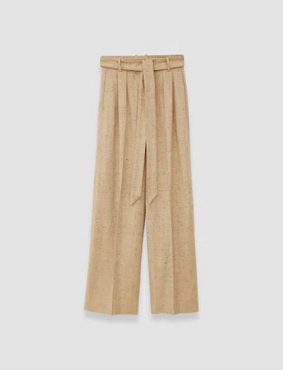 Joseph Speckled Silk Linen Atlas Trousers In Sesame