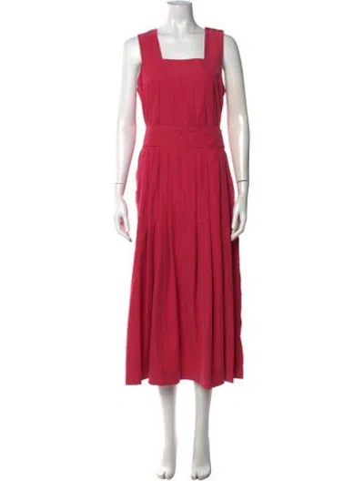Pre-owned Joseph Square Neckline Midi Length Dress In Red