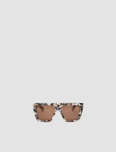 Joseph Square Sunglasses In Oyster White/black