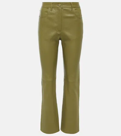 Joseph Stretch Duke Leather Slim Pants In Green