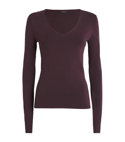 Joseph Stretch-silk V-neck Top In Purple