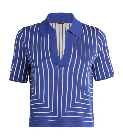 Joseph Geometric Jacquard Silk Blend Top In Blue