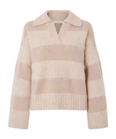 Joseph Striped Brushed Polo Shirt In Brown