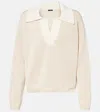 Joseph Striped Cotton Polo Sweater In Beige