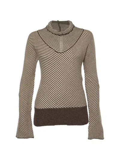 Pre-owned Joseph Striped High-neck Wool Jumper In Brown