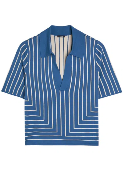Joseph Striped-jacquard Stretch-knit Top In Blue