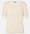 Joseph Striped Knitted Cotton T-shirt In Beige