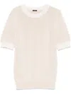 Joseph Striped Knitted Cotton T-shirt In Neutrals