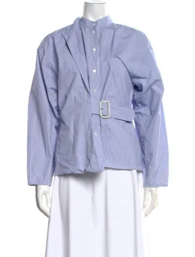 Pre-owned Joseph Striped Long Sleeve Button-up Top In Blue