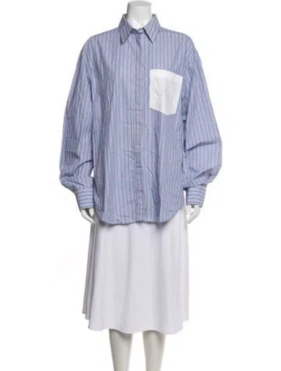 Pre-owned Joseph Striped Long Sleeve Button-up Top In Blue