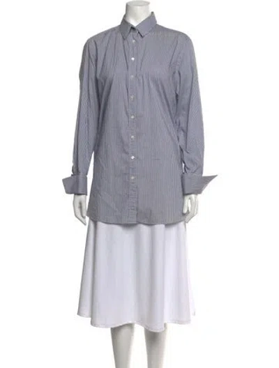 Pre-owned Joseph Striped Long Sleeve Button-up Top In Blue/neutrals