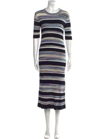 Pre-owned Joseph Striped Midi Length Dress In Blue