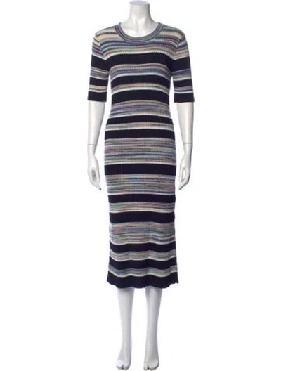 Pre-owned Joseph Striped Midi Length Dress In Blue
