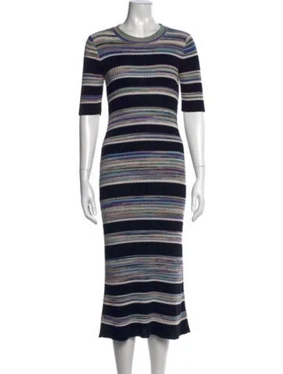 Pre-owned Joseph Striped Midi Length Dress In Blue