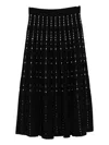 Joseph Fragmented Stripes Knitted Midi Skirt In Black