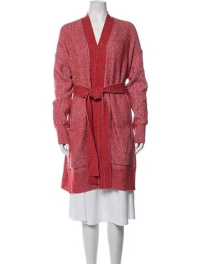 Pre-owned Joseph Striped Open Front Sweater In Red