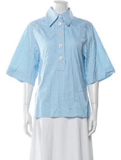 Pre-owned Joseph Striped Short Sleeve Button-up Top In Multi