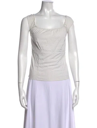 Pre-owned Joseph Striped Square Neckline Top In White