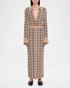 Joseph Striped Straight Knit Maxi Skirt In Blusher Combo