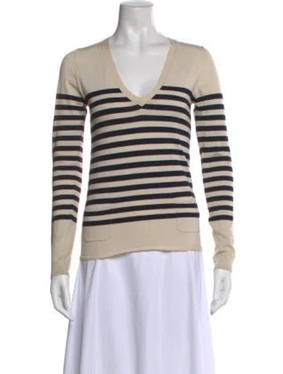Pre-owned Joseph Striped V-neck Sweater In Neutral