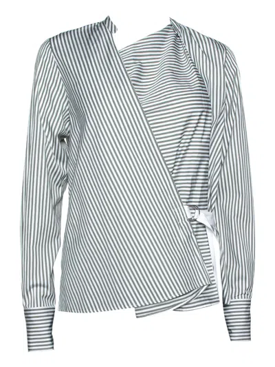 Pre-owned Joseph Striped Wrap Shirt In Gray