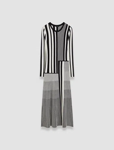 Joseph Stripes And Pleats Dress In Ivory/black