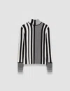 Joseph Stripes And Pleats High Neck Jumper In Ivory/black