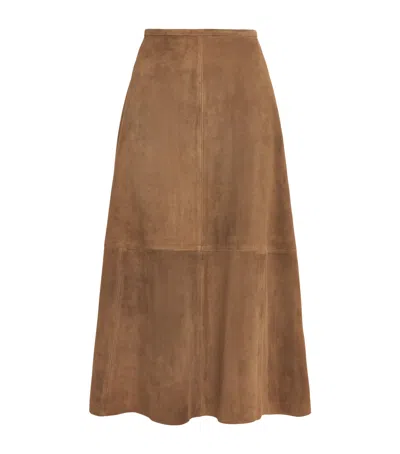 Joseph Suede Helius Midi Skirt In Brown