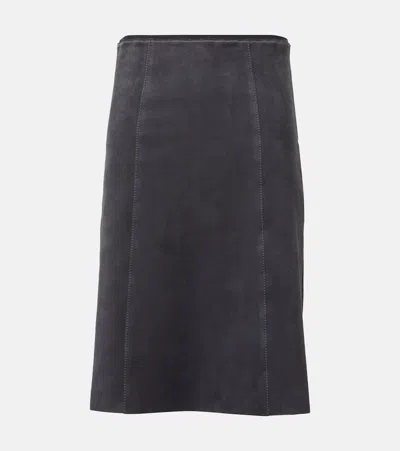 Joseph Suede Midi Skirt In Blue