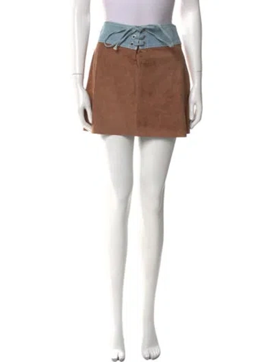 Pre-owned Joseph Suede Mini Skirt In Neutral