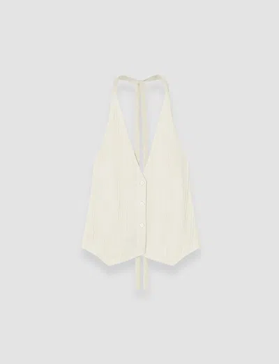 Joseph Suez Pleat Jacquard Tie Waistcoat In White