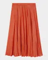 Joseph Sully Crinkled Habotai Silk Midi Skirt In Orange
